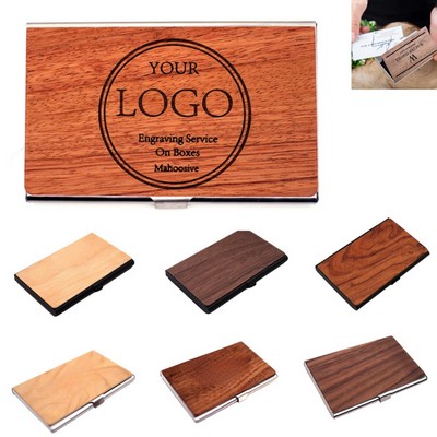 Metal Black Walnut Business Card Case