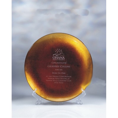 8" Round Gold Leaf Award Plate