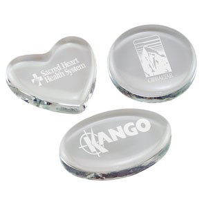 Clear Glass Paperweight - Engraved