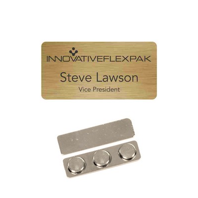 Name Badge - Brushed Gold Plastic - 1.5x3 laser engrave to black. No Minimum