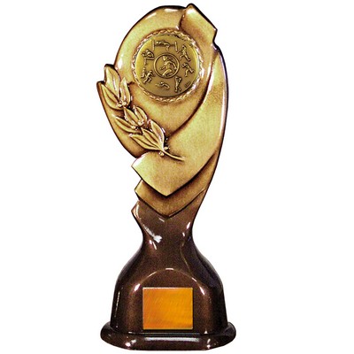 Stock Classic 12" Trophy with a 2" Track & Field Female Coin with Engraving Plate