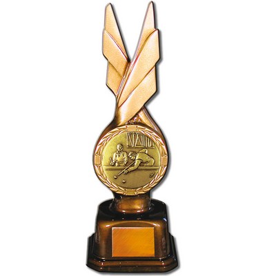 Stock Phoenix 9" Trophy with 2" Billiards Coin and Engraving Plate