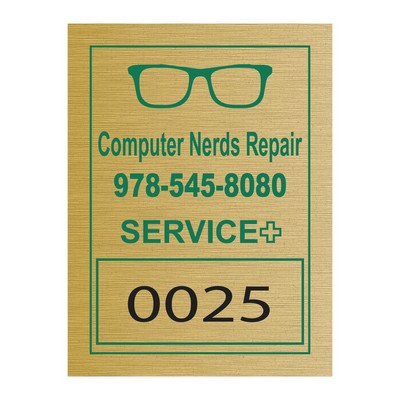 Idento® Identification Decal | Rectangle | 1 1/2" x 2" | Brushed Gold Poly Chrome Poly