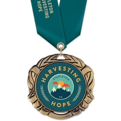 2-3/4" XBX Full Color Medal w/ Satin Neck Ribbon
