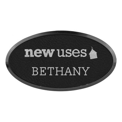 Leatherette Oval Framed Badge 3" x 1 1/2"