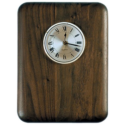 Elliptical Edge Round Corner Genuine Walnut Clock Plaque