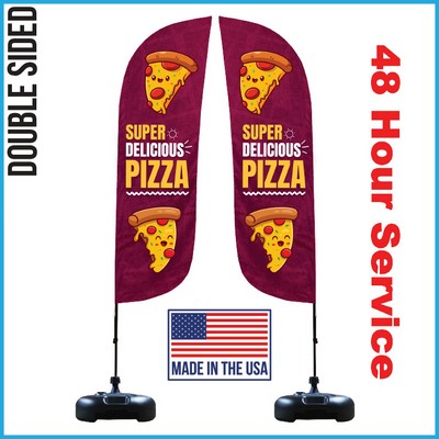 Feather Flag 10' Premium Double-Sided With Water Base & Carry Bag (Medium) - Made in the USA