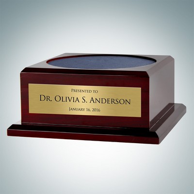 Piano Finish Rosewood Base w/ Personalized Gold Plate (6" Diameter Top Felt)