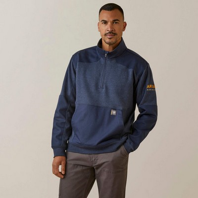 Ariat® Men's Navy Blue Rebar® Workman DuraCanvas™ 1/4 Zip Long Sleeve Shirt