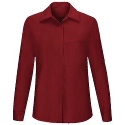 Red Kap® Women's Long Sleeve Performance Plus Shop Shirt w/OilBlok Technology - Fireball/Charcoal