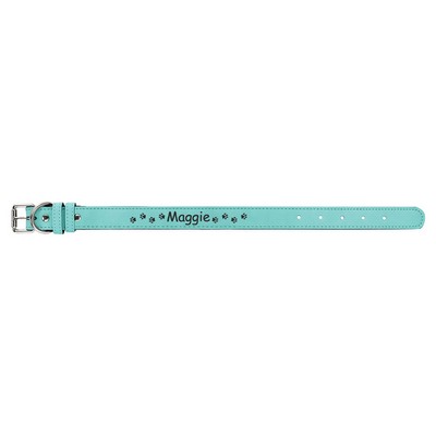 15" x 3/4" Teal Leatherette Dog Collar