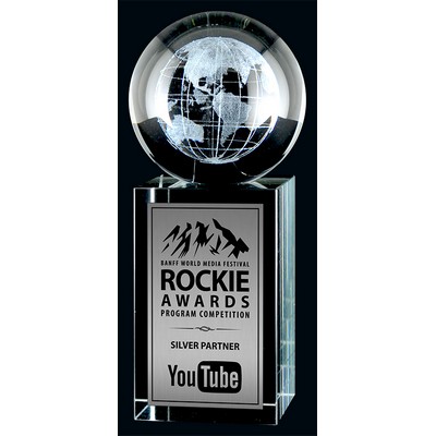 3D Laser Rise & Shine Globe, Award Trophy,