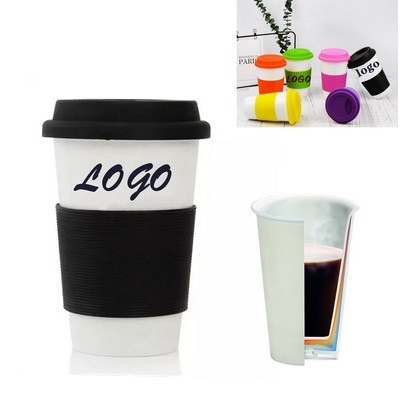 14Oz Ceramic Travel Mug With Silicone Lid