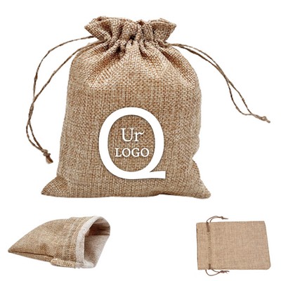 2.76 X 3.54 Inch Mini Jute Drawstring Bag