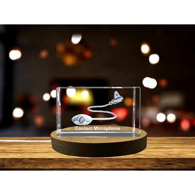 Unique Contact Microphone Engraved Crystal Gift for Music Lovers