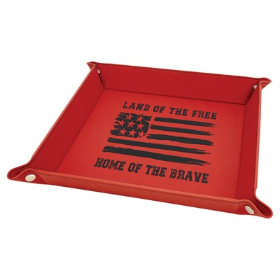 9" x 9" Snap Up Tray, Red Laserable Leatherette
