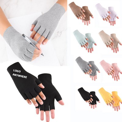 Velvet Winter Writing Glove Half Finger Gloves