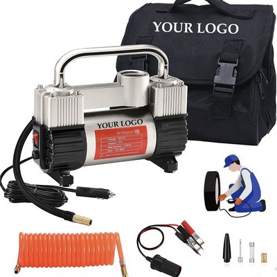 Silver Dual Cylinder 12V Air Compressor Pump for Car