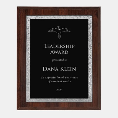 Black/Silver Victory Plate on High Gloss Cherrywood Finish Plaque (L)