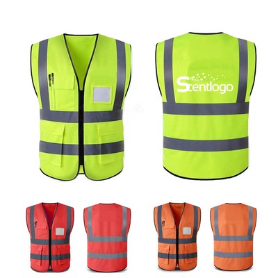 Construction And Traffic Multi-Pocket Reflective Clothing
