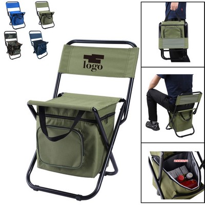Foldable Camping Cooler Backpack Chair Stool