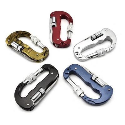D Type Multi-function Carabiner Knife with Led Light