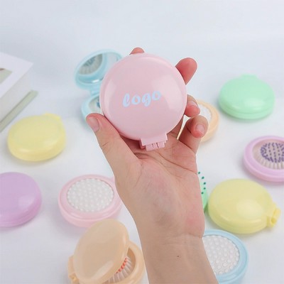 Foldable Pocket Comb/Hair Brush With Mini Mirror