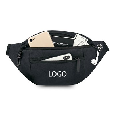 Large Crossbody Fanny Pack W/ 4-Zipper Pockets