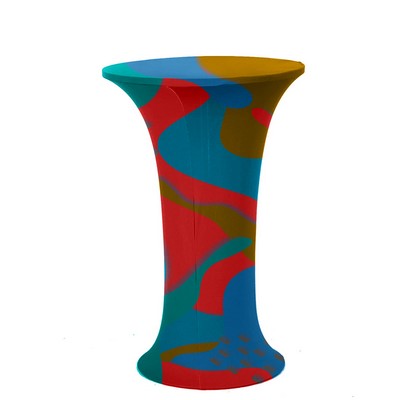 Fully Customized Round Table Cover With Round Plate, Spandex Cocktail Table Cloth