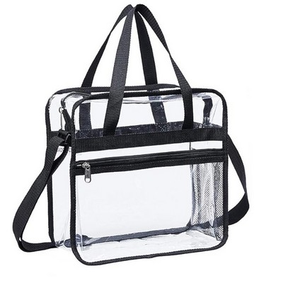 Clear Tote Bag with Zipper Pocket and Shoulder Stripe