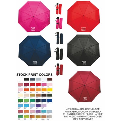 42"Arc Fashion color mini umbrella manual open manual close with sleeve