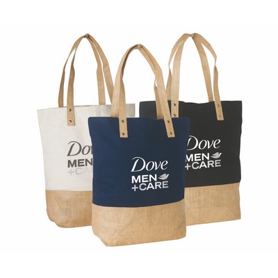 Cotton Tote Bag with Jute Trim & Handles