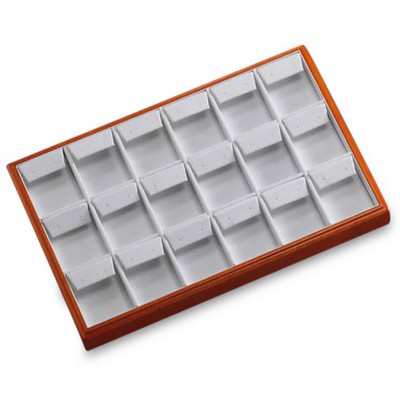18 Drop Earring Tray w/Gold Maple Wood Border