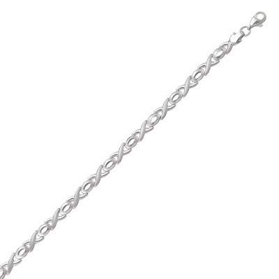 10K Silver Cross and Oval Shaped Link Bracelets