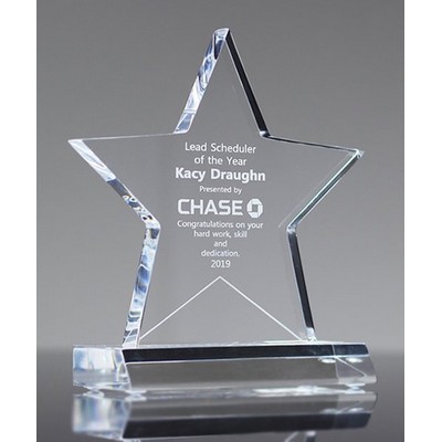 Acrylic Star Award With Base, Clear, Large (7" x 7-3/4")