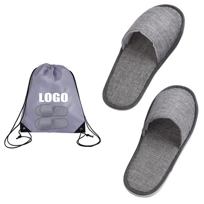 Open Strap Linen Travel Thick Slipper w/Backpack