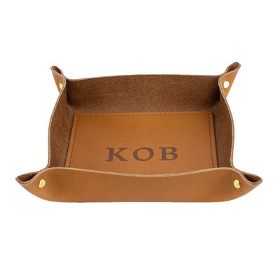 Full-Grain Leather Valet Tray- Riveted Large
