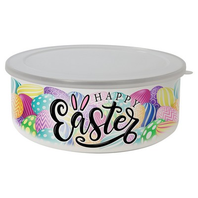 50 oz. Short Enamel Bowl with Lid