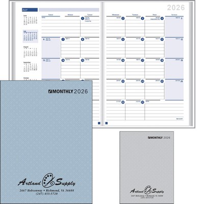 Ruled Monthly Desk Planner Stitched to Paper Cover: 2026