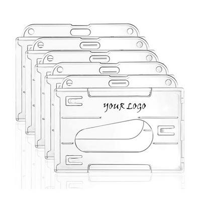 Clear Horizontal Badge Holder With Thumb Slot