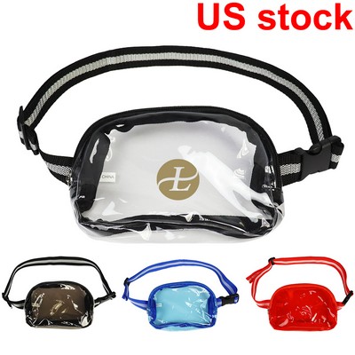 Clear Cross body Fanny Pack 2 Zippers, Soft Material