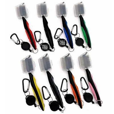 Compact Retractable Golf Club Cleaning Brush with Clip for Easy Use