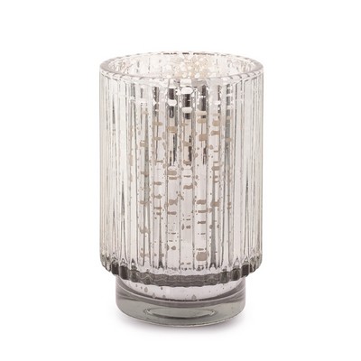 Cypress & Fir 12 Oz Silver Mercury Tall Ribbed Glass