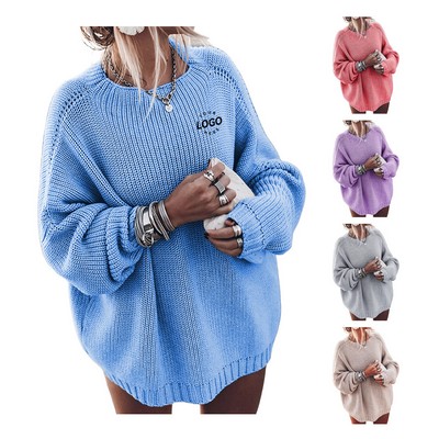 Women Loose Knit Sweatshirt