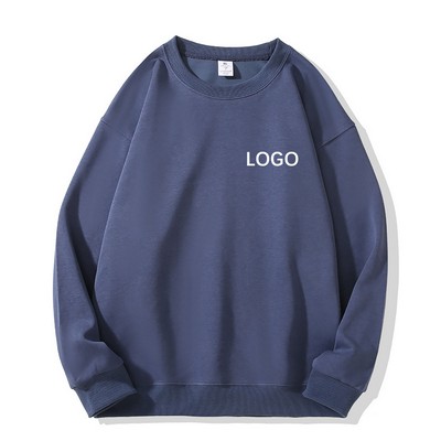 Cotton Blend Crewneck Sweatshirts W/ Fleece Lining