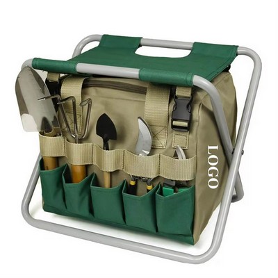 Garden Folding Stool W/ Tool Bag