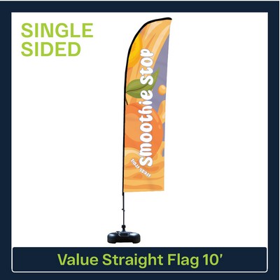 Value 10' Straight Flag - Single Sided Graphic Water Base