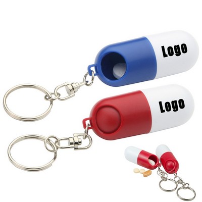 Capsule Shaped Pill Box With Key Ring