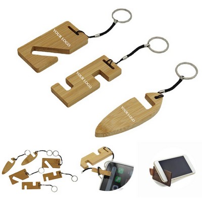 Bamboo Phone Stand Keychain