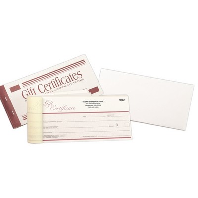2 Part Burgundy Red Gift Certificate Books - 7"x 3?"